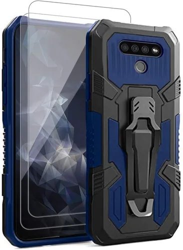 Vista 8 de Funda protectora resistente para LG K51, con protector de pantalla de vidrio templado [paquete de 2] resistente grado militar de 15 pies probada