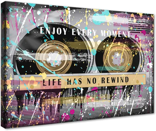 Vista 30 de Novatique Arte de Pared de Cinta de Casete Decoración de Sala de Música Póster Impreso Life Has No Rewind Casete Lienzo Arte de Pared Pósters