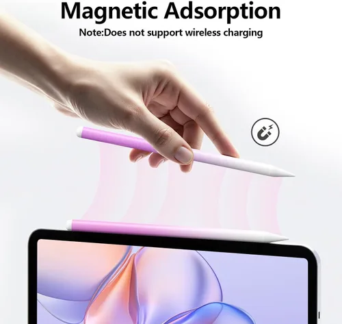 Vista 4 de Lápiz óptico para iPad 6-11ª generación 2X carga rápida, rechazo de palma Blanco Rosa