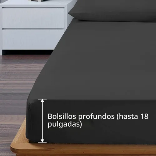 Vista 2 de EaseHome Juego de Sábanas Tamaño Queen - Sábanas de Cama Queen de Microfibra Cepillada de Lujo Extra Suave con Bolsillo Profundo de 18 Pulgadas Negro