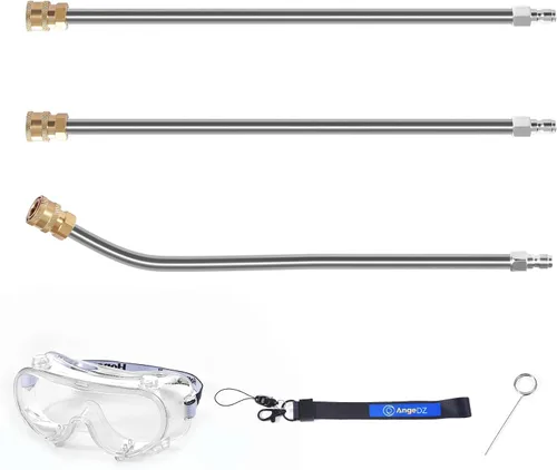Vista 9 de Accesorio para lavadora a presión del tren de rodaje, escoba de agua de 16 pulgadas, accesorios de lavadora a presión con 4 boquillas, 3 varillas