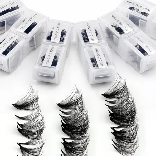 Vista 13 de Racimos de pestañas 60D/80D, extensiones de pestañas DIY, pestañas rizadas D, racimos de pestañas esponjosas, longitud mixta 12-16 mm, racimos