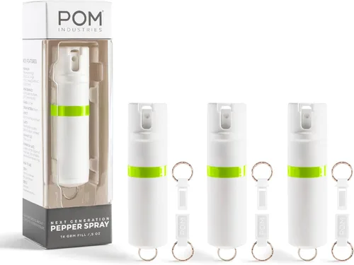 Vista 27 de POM Pepper Spray Keychain, Quick Key Release for Instant Access, Flip Top Safety, Maximum Strength OC Formula with UV Marking Dye, 25 Bursts, 10 ft
