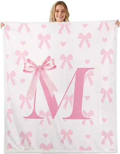 Vista 11 de Manta de franela rosa con lazo, estilo princesa, manta de forro polar de ensueño para decoración del hogar, sofá, sofá, manta romántica de forro