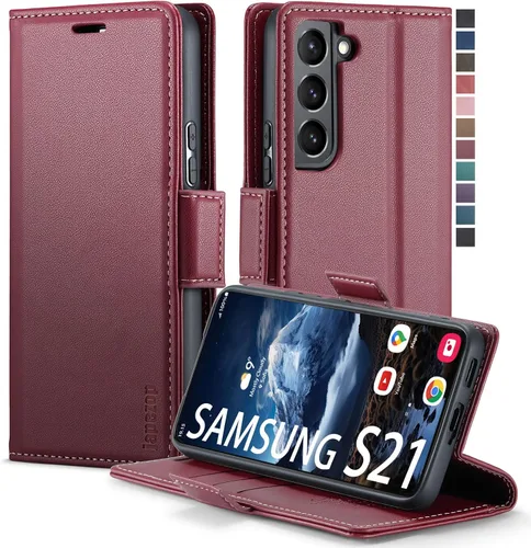 Vista 36 de Funda tipo cartera para Samsung Galaxy S21 5G con bloqueo RFID, color negro