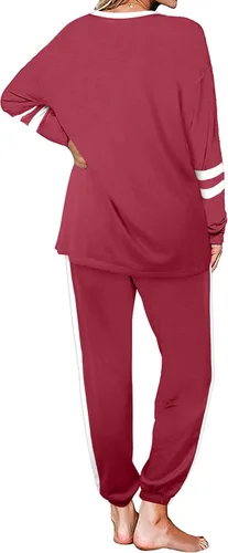 Vista 37 de Aloodor conjunto deportivo de 2 piezas para mujer, con sudadera con cuello redondo, sin botones