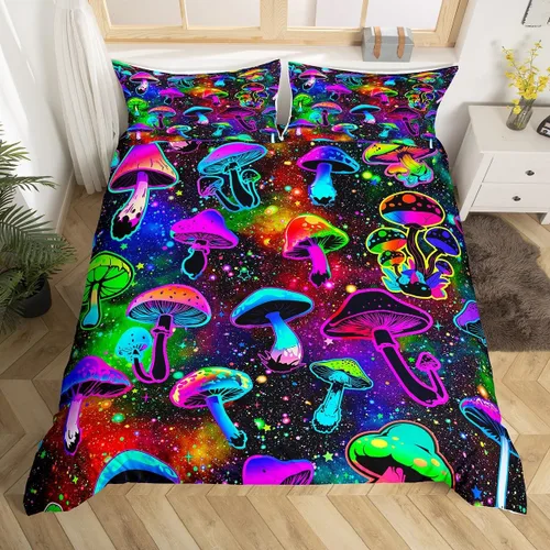 Vista 16 de Juego de funda de edredón de dibujos animados con lazo, tamaño individual, juego de ropa de cama a cuadros geométricos coloridos, decoración