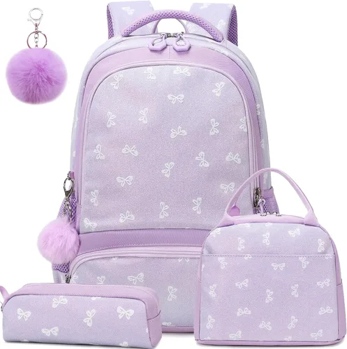 Vista 22 de Juego de mochila para niñas con diseño de unicornio, mochila escolar para niños, mochila para libros para niñas, set 3 en 1, regreso a clases