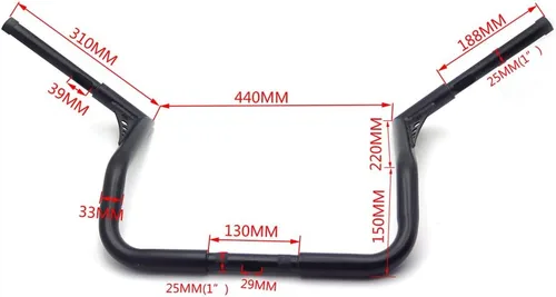 Vista 2 de HTTMT- US-TGHD-HB025-BK2-1-1/4" Ape Hanger Manillar de 12 pulgadas de altura compatible con Harley Touring con carenado Batwing