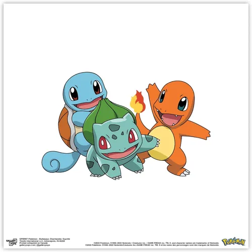 Vista 9 de Gallery Pops Pokemon - Bulbasaur, Charmander, Squirtle - Arte de pared con marco blanco, 12 x 12 pulgadas Versión enmarcada en blanco