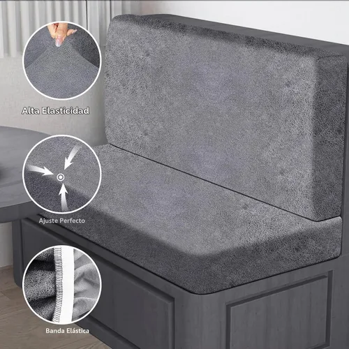 Vista 5 de ANARACHON Fundas de cojín elásticas con aspecto de cuero para caravana, fundas de cojín para asiento de cabina de caravana