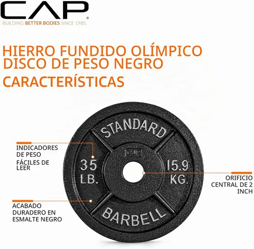 Vista 3 de CAP Barbell Placa de peso olímpica de 2 pulgadas Múltiples opciones