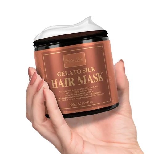 Vista 2 de Baby Hair - Mascarilla de seda de gelato para mujeres, queratina hidrolizada, jengibre recto y rizado, mascarillas capilares de aceite de oliva