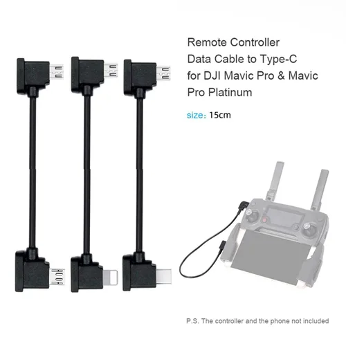 Vista 2 de cablecc 3 unids/set controlador remoto cable de datos tipo C y micro y micro USB para Mavic Pro Platinum Mavic Park RC Accesorios