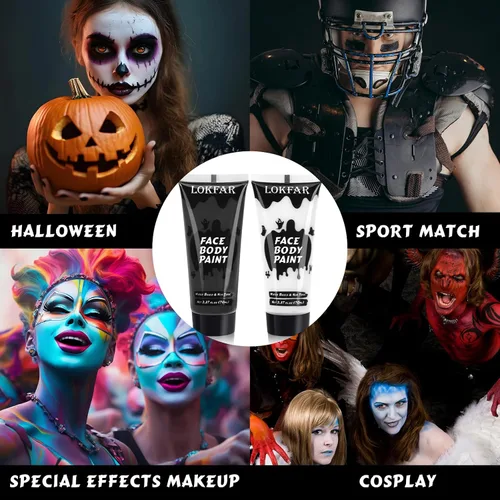 Vista 9 de Pintura corporal blanca para maquillaje de Halloween, crema a base de agua Blanco