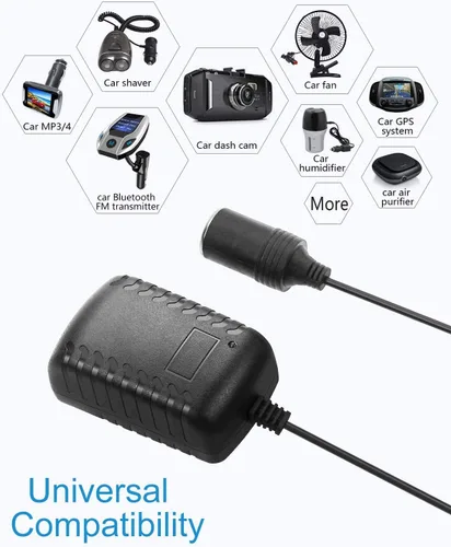 Vista 4 de Guy-Tech - Convertidor de CA a CC de 12 V, 2 A, 24 W, fuente de alimentación de 110 V a 12 V, adaptador de CA/CC con enchufe de encendedor