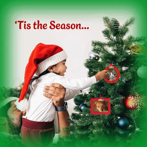 Vista 6 de Adornos de fotos para árbol de Navidad, adorno clásico de marco de Navidad a cuadros en blanco y negro, diseño magnético de fácil carga, con cinta