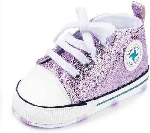 Vista 6 de Zapatos de lona para bebés recién nacidos, suela suave, para los primeros pasos, zapatos planos para niños pequeños, zapatos de mezclilla unisex