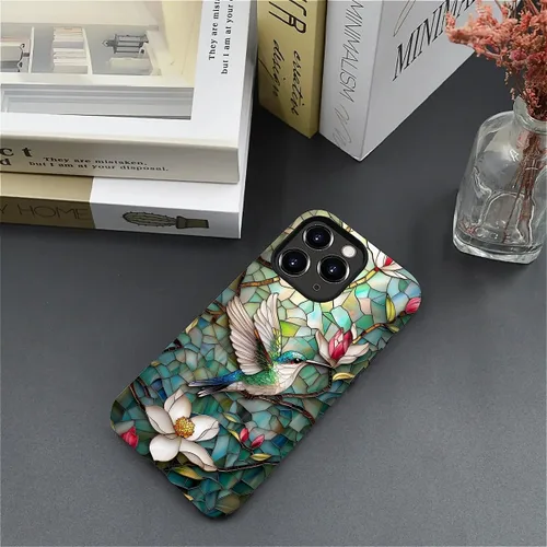Vista 7 de DAIZAG Funda compatible con iPhone 11 Pro Max, hermosa carcasa rígida híbrida de plástico TPU con diseño de pájaro colorido + funda protectora