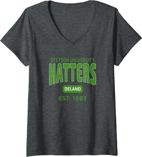 Vista 3 de Camiseta con cuello en V para mujer Stetson University Hatters Est. Date, Negro