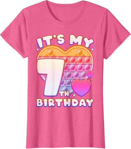 Vista 84 de Pop-it Birthday Girl 7 años de edad, Push it Pop Fidget Bubble Camiseta, Negro