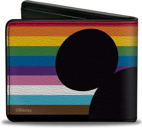 Vista 2 de Cartera Bifold PU Mickey Mouse Orgullo Orejas Icono Inclusión Rainbow Stripe, Mickey Mouse