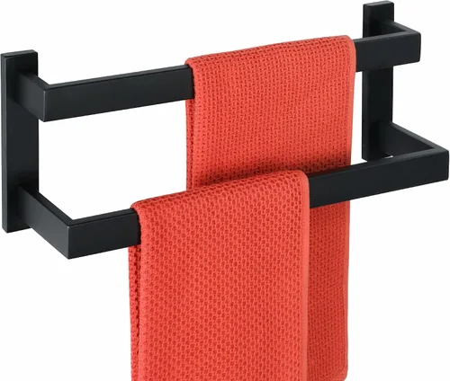 Vista 10 de Alise Barras de Toallas Dobles de 16 Pulgadas para Montar en Pared de Baño, Toallero de Doble Barra para Lavabo de Baño, Barra de Toallas de Acero