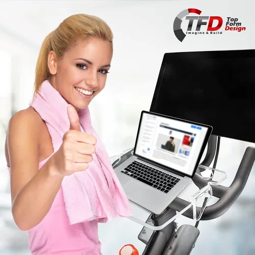 Vista 6 de TFD The Tray3D Compatible con Peloton Bike Gen 3 y Bike+ (ambos modelos), fabricado en los Estados Unidos, soporte para portátil y bandeja
