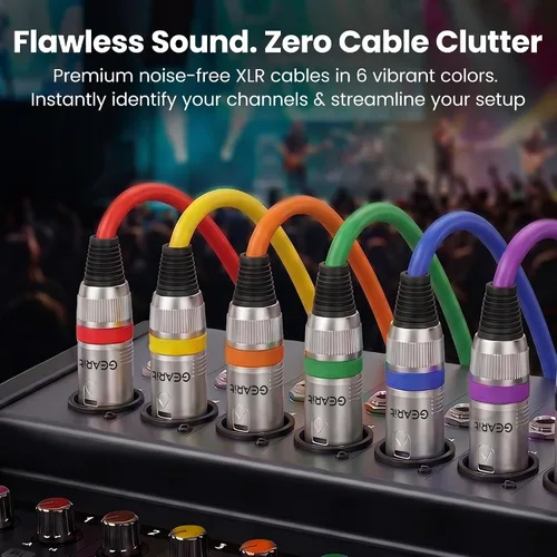 Vista 7 de GEARit XLR Cables de 1 pie 6 unidades de varios colores, cable de micrófono XLR macho a hembra, cable de micrófono blindado equilibrado