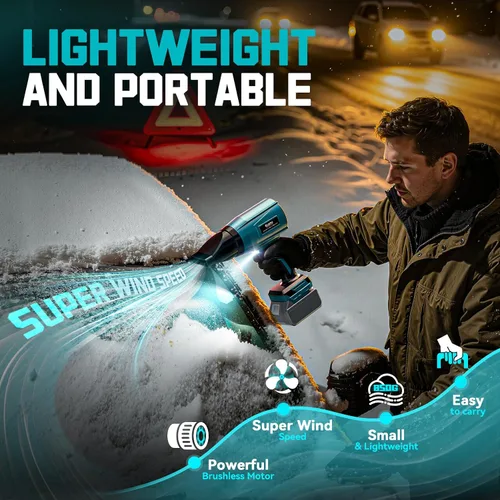 Vista 6 de Soplador de hojas de 800,000 RPM compatible con Makita18V: soplador de polvo inalámbrico Ecarke Turbo Jet Soplador eléctrico de mano alimentado