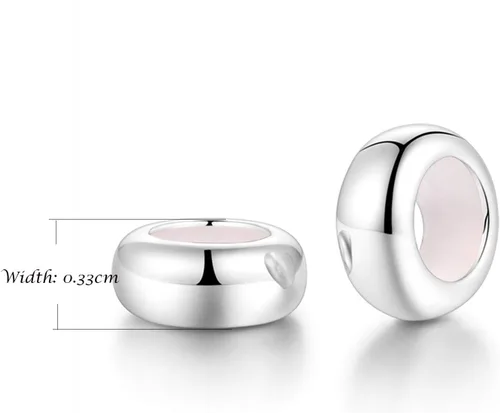 Vista 2 de GW Colgantes redondos de plata de ley para pulseras europeas, 2 unidades, Metal