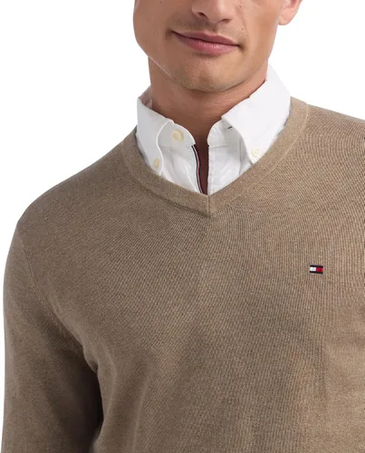 Vista 2 de Tommy Hilfiger Suéter esencial de algodón con cuello en V y manga larga para hombre