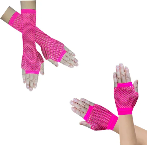 Vista 16 de Guantes de red para mujer, mangas largas de red de pesca para trajes Emo Punk 12 pares de guantes de red largos y cortos
