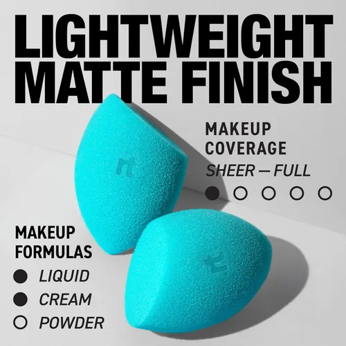 Vista 2 de Real Techniques Sponge +, Esponja de maquillaje para la base de maquillaje, Esponja de mezcla Miracle Blend + Matify, azul, 1 unidad