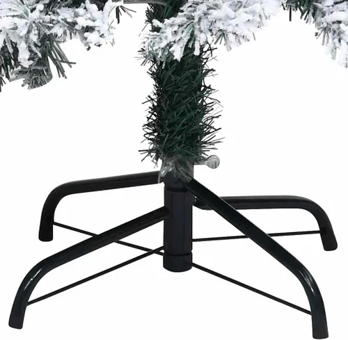 Vista 4 de 6.5ft Flocked Artificial Christmas Tree with LED Lights and Decorations, Realistic PVC Branches, Adjustable Steel Stand for Indoor Holiday Decor