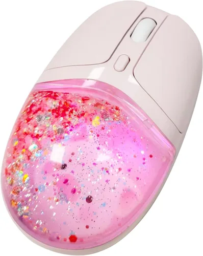 Vista 8 de elec Space Mouse inalámbrico Bluetooth - Bonito diseño de aguamarina transparente, mouse de agua de arena líquida con purpurina con precisión Azul