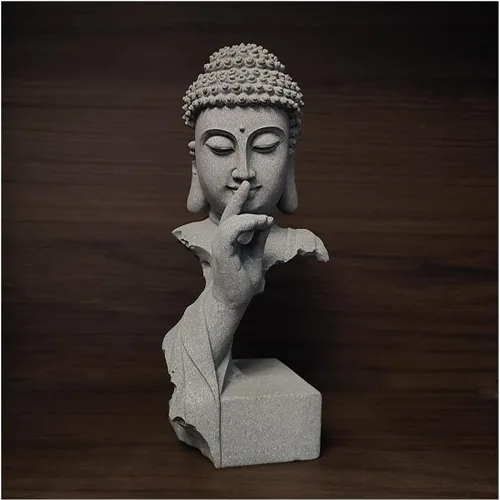 Vista 15 de livelyfish Estatua de Buda meditante, pecera, estatuas de Buda zen, figuras de pensador de piedra arenisca para acuario, jardín, decoración