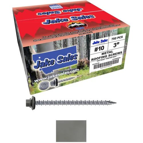 Vista 144 de Tornillos para techos de metal gris ABC 10 x 1 - Cabezal hexagonal - Arandela EPDM - Arandela de arranque automático/roscado - 1 bolsa - 250