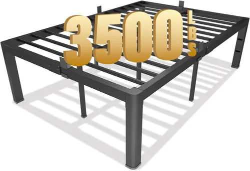 Vista 11 de yookare Armazón de cama de plataforma de metal Twin de 14 pulgadas con esquinas redondas y retenedores de colchón, soporte de listones de acero