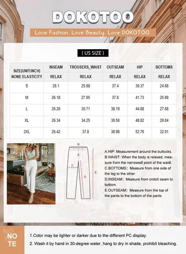 Vista 5 de Dokotoo Women's 2024 Fashion Casual Elastic High Waisted Wide Leg Loose Work Long Palazzo Pants Trousers with Pockets