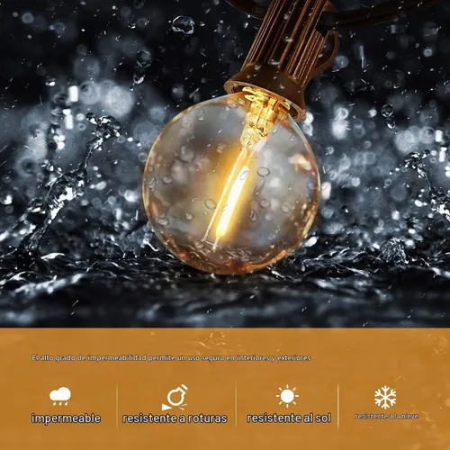 Vista 5 de HISTAR Cadena de luces LED para exteriores de 30 pies con control remoto