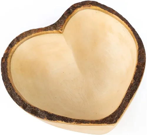 Vista 15 de WitnyStore Cuenco en forma de corazón de 6 pulgadas, funcional y coleccionable, cuenco de madera hecho a mano para servir frutos secos, postres