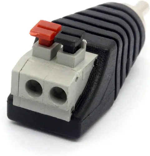 Vista 6 de Altavoz Phono RCA Macho Plug a AV 2 Terminal de tornillo Hembra Audio Video Balun Spring Press Adaptador Conector de alimentación CC para CCTV