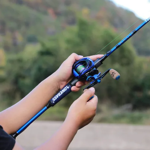 Vista 8 de One Bass Combo de caña de pescar y carrete, IM7 grafito 2 piezas en blanco para baitcasting, caña de pescar giratoria con mango de superpolímero