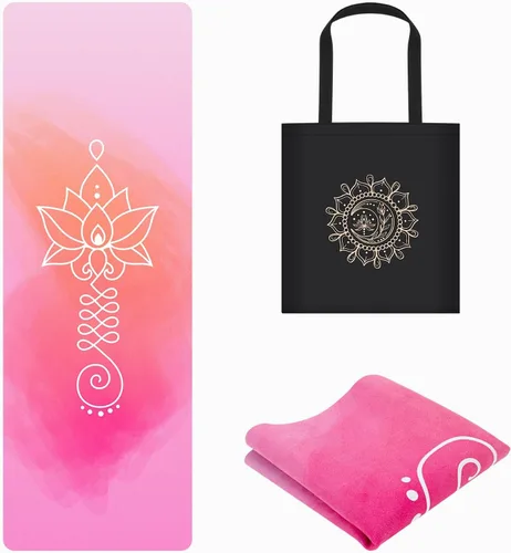 Vista 7 de Tapete de yoga de viaje, antideslizante, plegable, con bolsa de transporte para yoga, ejercicio, pilates, 0.059 in de grosor, ligero, esterilla
