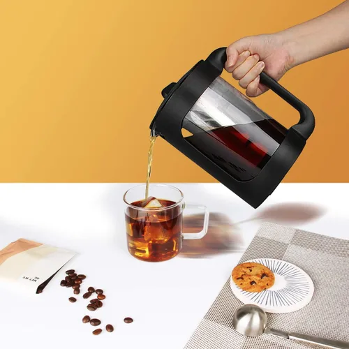 Vista 7 de SIXAQAUE - Cafetera helada de acero inoxidable, colador grande de 52 onzas, enfriador de té de jugo