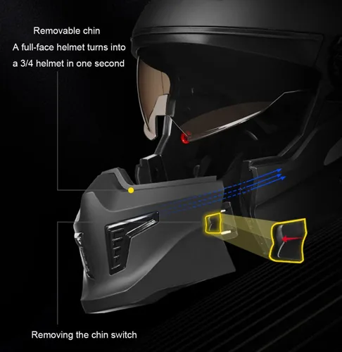 Vista 3 de Cascos de motocicleta FMVSS 218 aprobado por DOT, cascos de motocicleta retro de cara completa, para hombres, mujeres y adultos, casco fresco