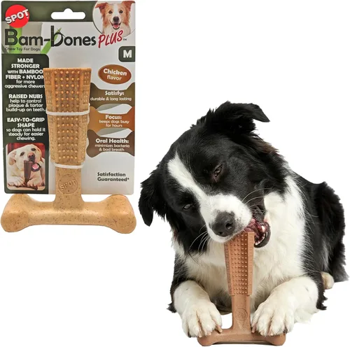 Vista 18 de SPOT Bam-Bones Plus T Bone - Juguete masticable de fibra de bambú y nailon para perros masticadores moderados a agresivos, duradero y sin astillas