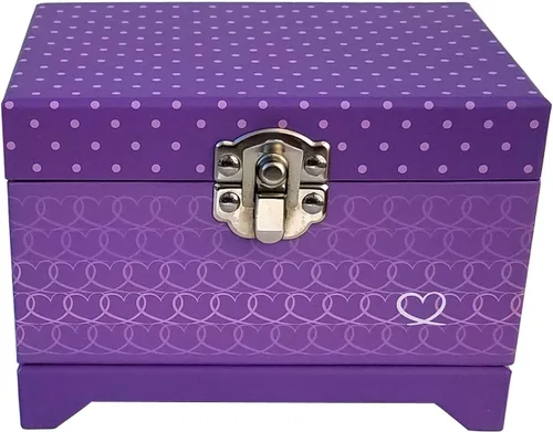 Vista 3 de Caja de música morada de bailarina con corazones