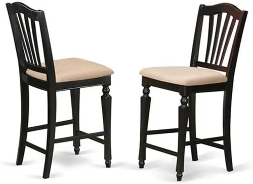 Vista 4 de East West Furniture JACH3-BLK-C - Juego de mesa de comedor de 3 piezas de altura de mostrador contiene una mesa redonda de madera con pedestal y 2